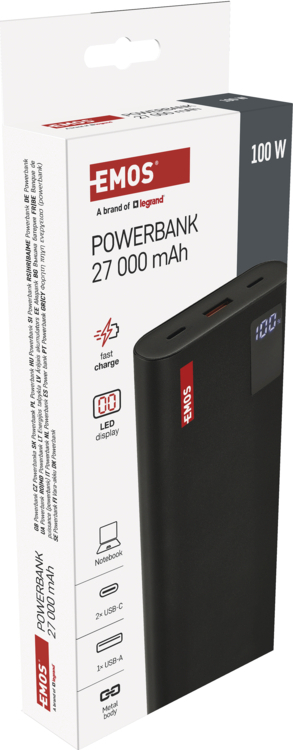 EMOS PWB NTBF30 27000MAH 100W PD 1×USB-C 1×USB-A