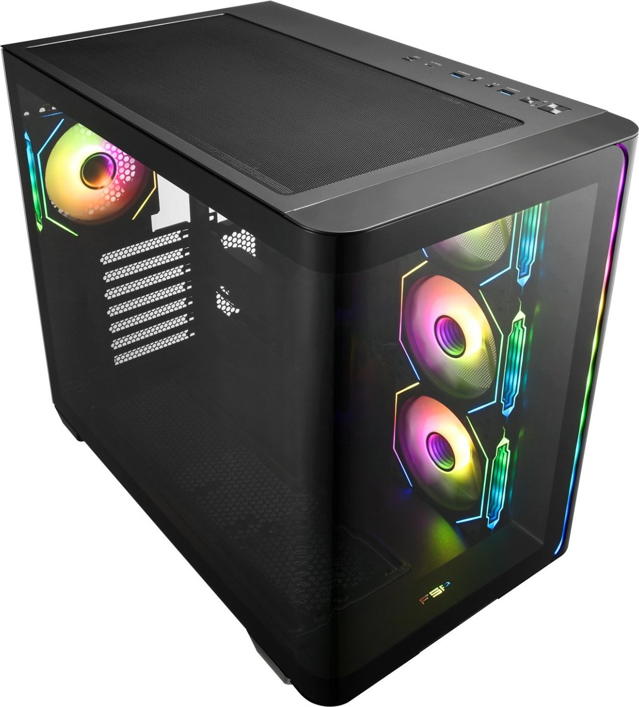 FSP M580-BA/Midi Tower/Transpar./Černá