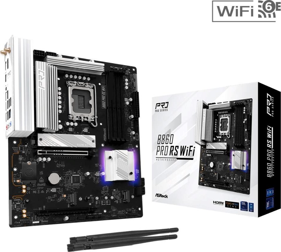 ASRock MB Sc LGA1851 B860 Pro RS WiFi, Intel B860, 4xDDR5, 1xDP, 1xHDMI, WiFi, ATX