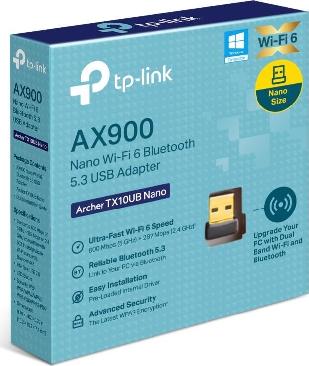 TP-Link Archer TX10UB Nano WiFi6 USB adapter (AX900,2,4GHz/5GHz,USB2.0,Bluetooth5.3)