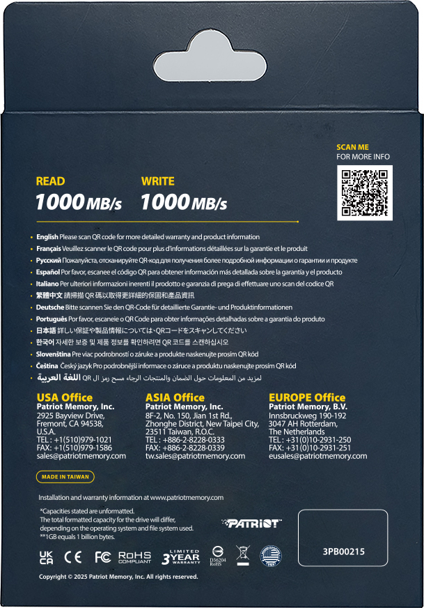Patriot TRANSPORTER Lite/2TB/SSD/Externí/Černá/3R