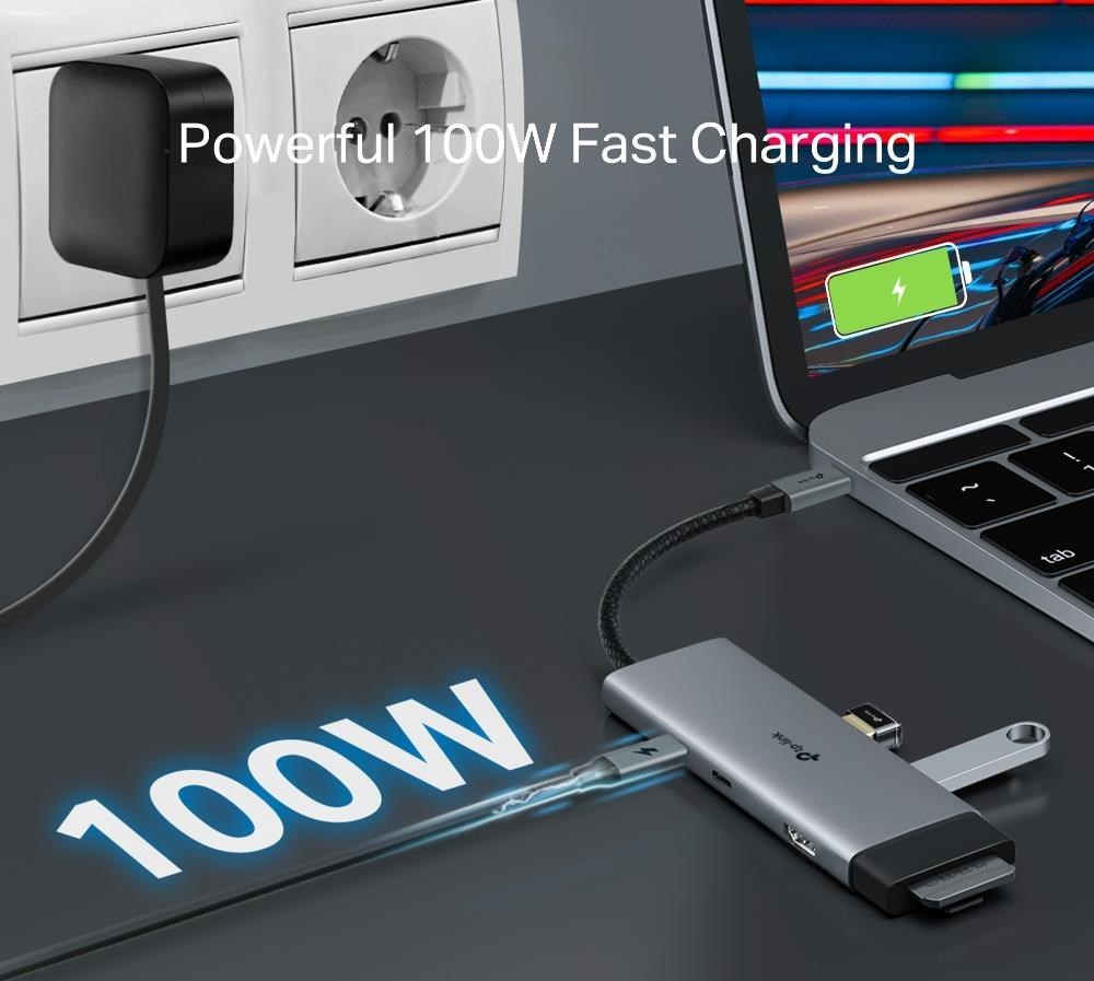 TP-Link UH7020C USB-C hub 7v1 (2x USB3.2Gen1,1xUSB-C3.2Gen1, 1xHDMI, 1xSD, 1xmicroSD, PD 100W)