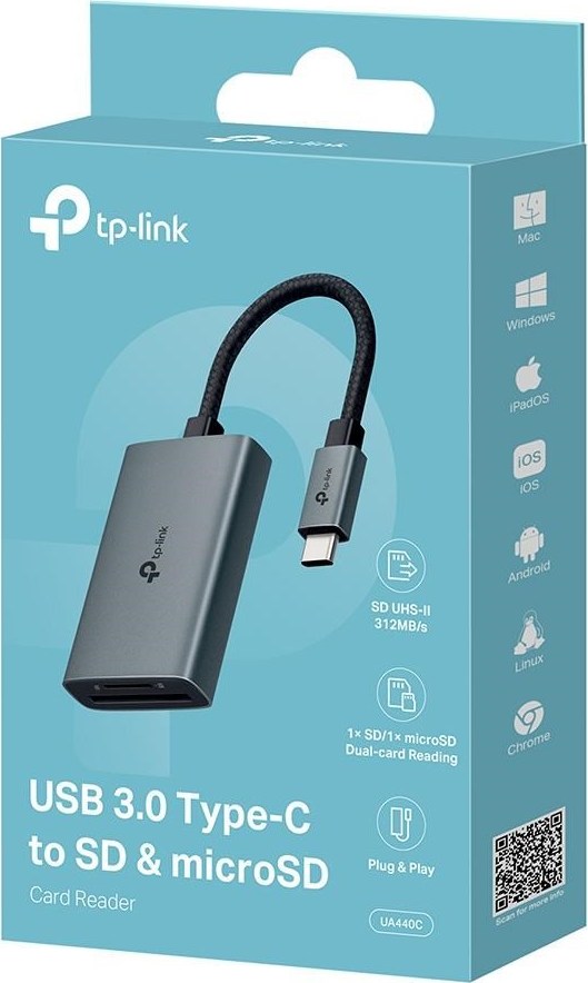 TP-Link UA440C čtečka karet (1xUSB-C3.2Gen1,1xmicroSD,1xSD)