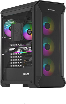 Počítačová skříň Genesis IRID 505 ARGB V2/Midi Tower/Transpar./Černá