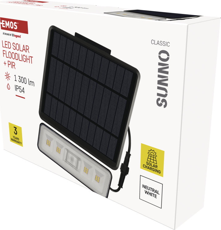 EMOS LED SOLARNÍ REFLEKTOR SUNNO 1300LM IP54 NW