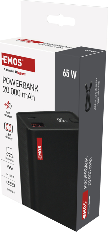 EMOS PWB NTBF20 20000MAH 65W PD 1×USB-C 1×USB-A