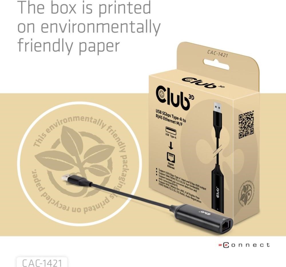 Club 3D Club3D Adaptér USB-A na RJ45, 5Gb, 24cm
