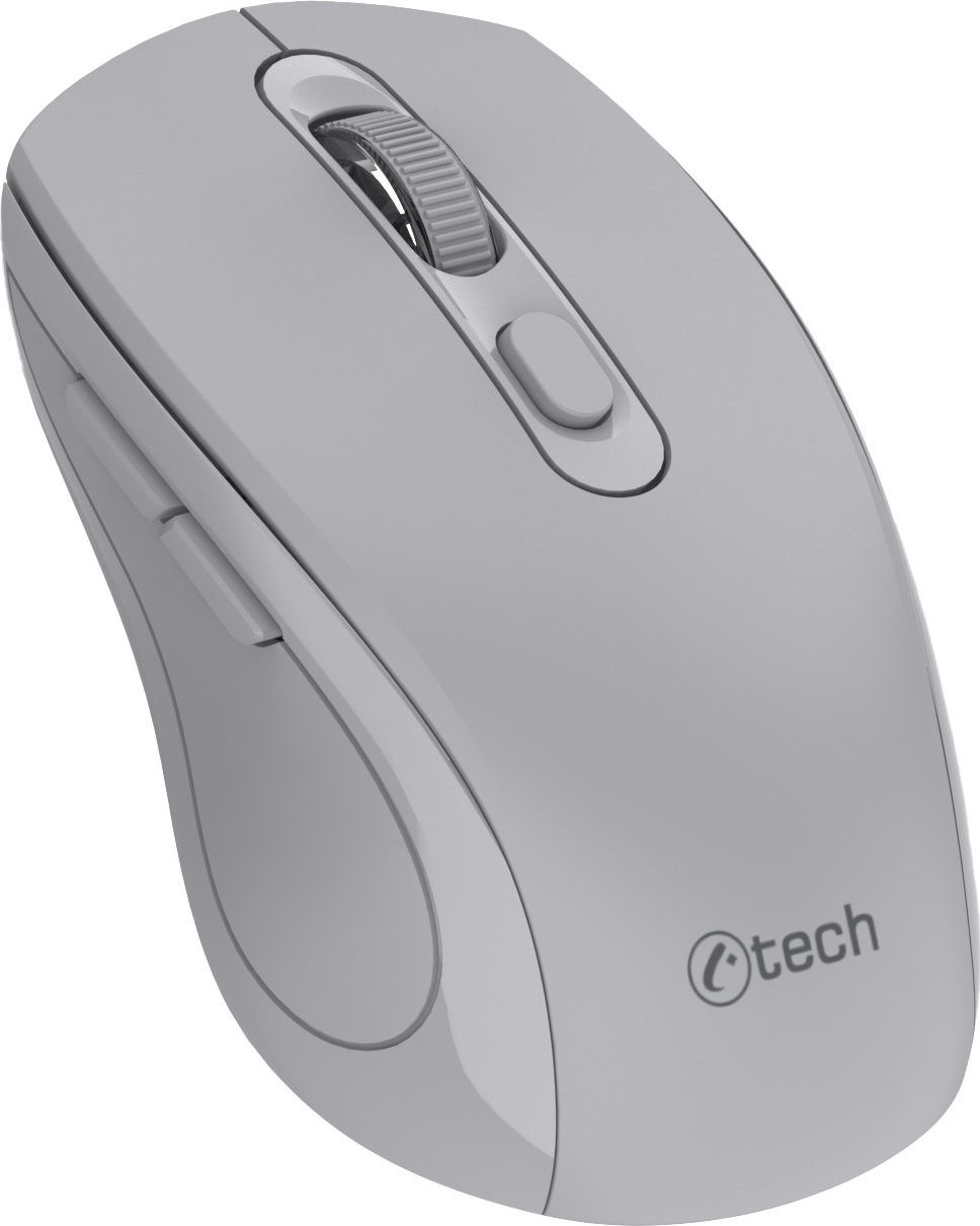 C-TECH myš Dual mode WLM-12GR, bezdrátová, 1600DPI, 6 tlačítek, šedá, USB nano receiver