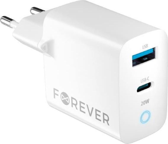 Nabíječka do sítě Forever TC-06-20AC PD QC 1x USB-C 1x USB 20W bílá