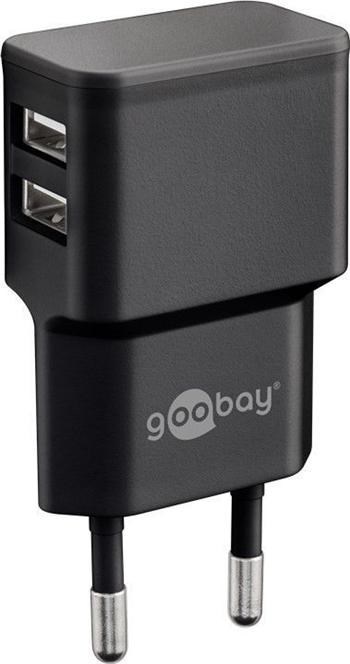 PremiumCord Goobay Napájecí a nabíjecí adaptér 230V na 2x USB, max.2,4A, černý