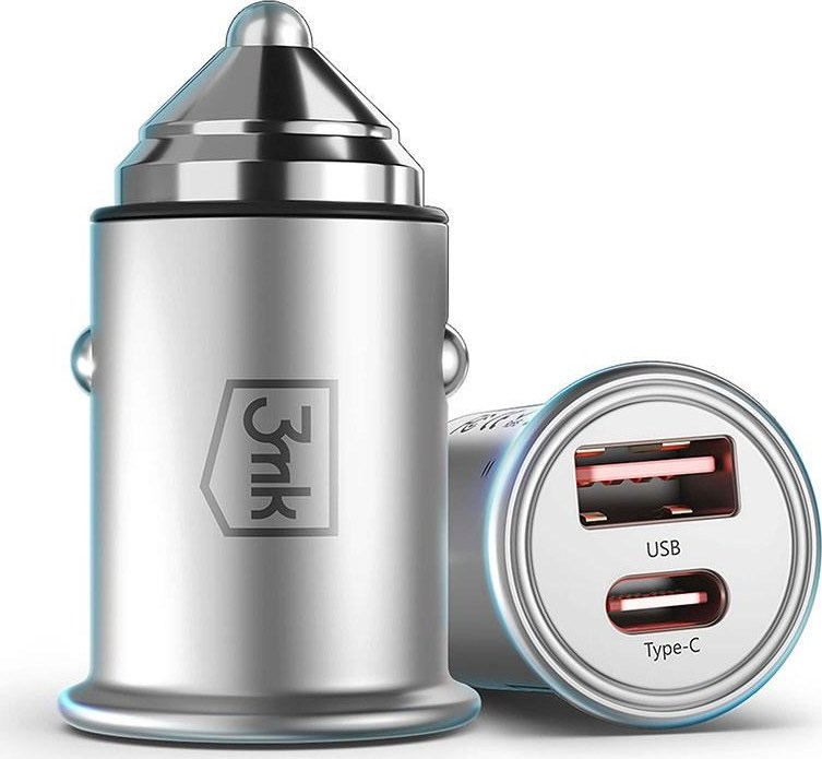 3mk nabíječka do auta - Hyper Car Charger 45W, 1x USB + 1x USB-C (PD)