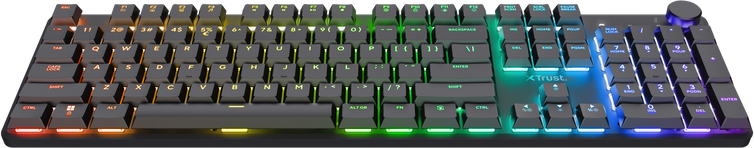 TRUST Herní klávesnice GXT 868 TORIX, Bezdrátová RF 2.4GHz, USB-C, US