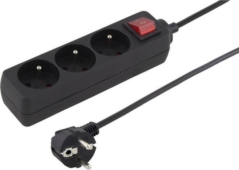 NoName Konnoc DX-3FS 5m trojzásuvka s vypínačem ČERNÁ