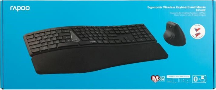 RAPOO Set klávesnice a myš 8810ME, Multi-mode, Bezdrátový set, CZ/SK, Černá