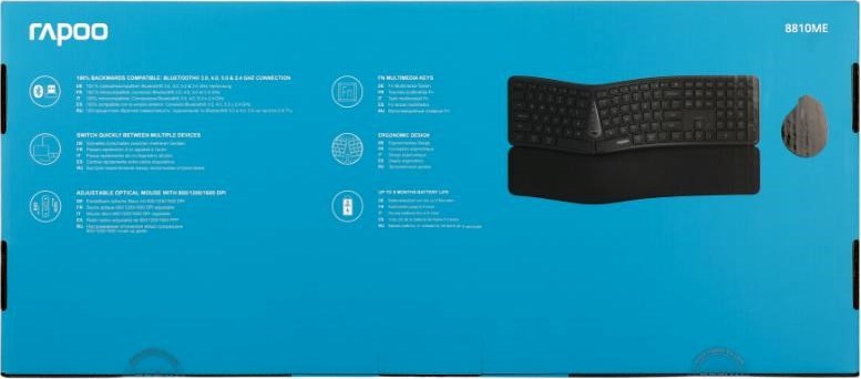 RAPOO Set klávesnice a myš 8810ME, Multi-mode, Bezdrátový set, CZ/SK, Černá