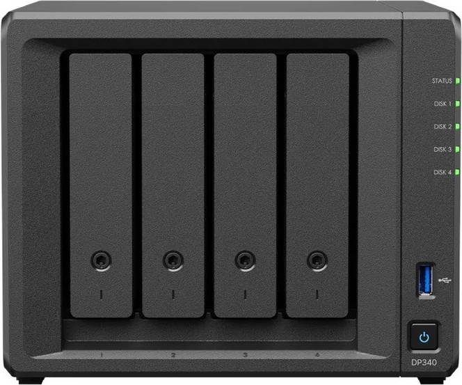 Synology DP340 ActiveProtect 4x8TB, 2x400GB NVMe (2C/RyzenR1600/2,6-3,1GHz/16GBRAM/1xUSB3.2Gen1/1x10GbE)