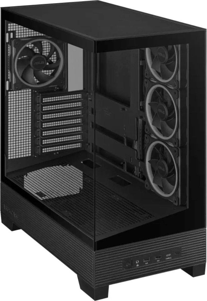 ASUS case A31 PLUS TG ARGB, Mid Tower, Průhledná bočnice, 4x120mm ARGB Fan, ARGB Hub, černá