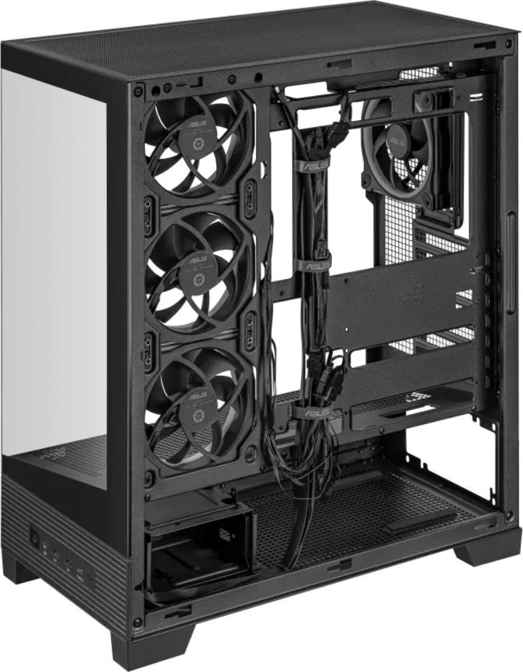 ASUS case A31 PLUS TG ARGB, Mid Tower, Průhledná bočnice, 4x120mm ARGB Fan, ARGB Hub, černá