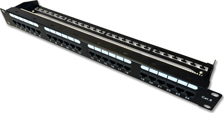 DATACOM Patch panel 19" UTP 24 port CAT6 DUAL 1U BK (4x6p) VL