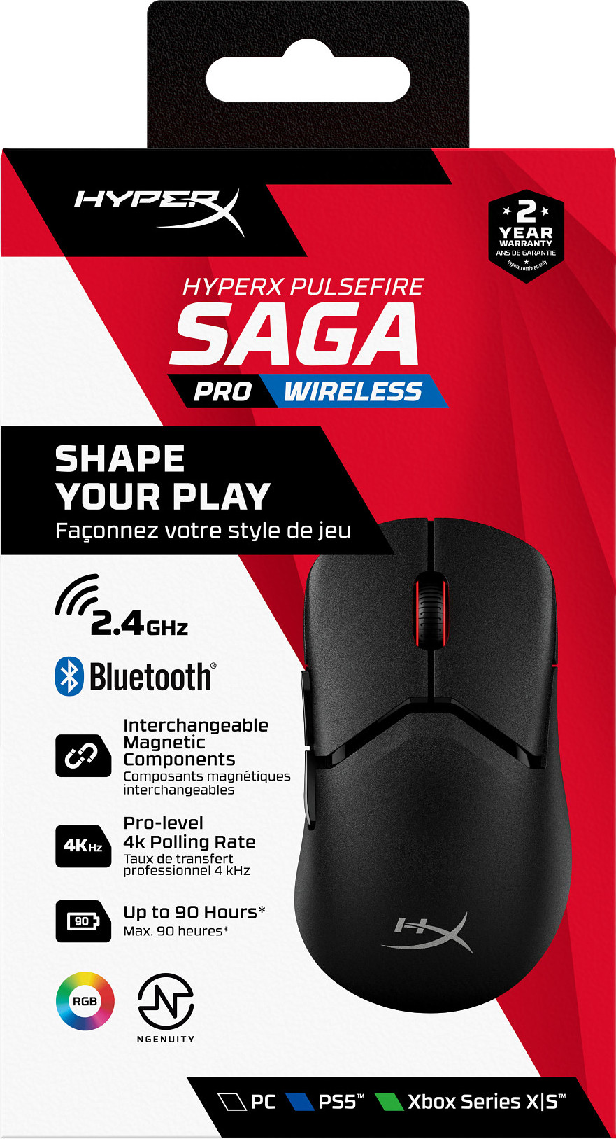 HP Inc. HyperX Pulsefire Saga Wireless - Gaming Mouse (černá) - Myš