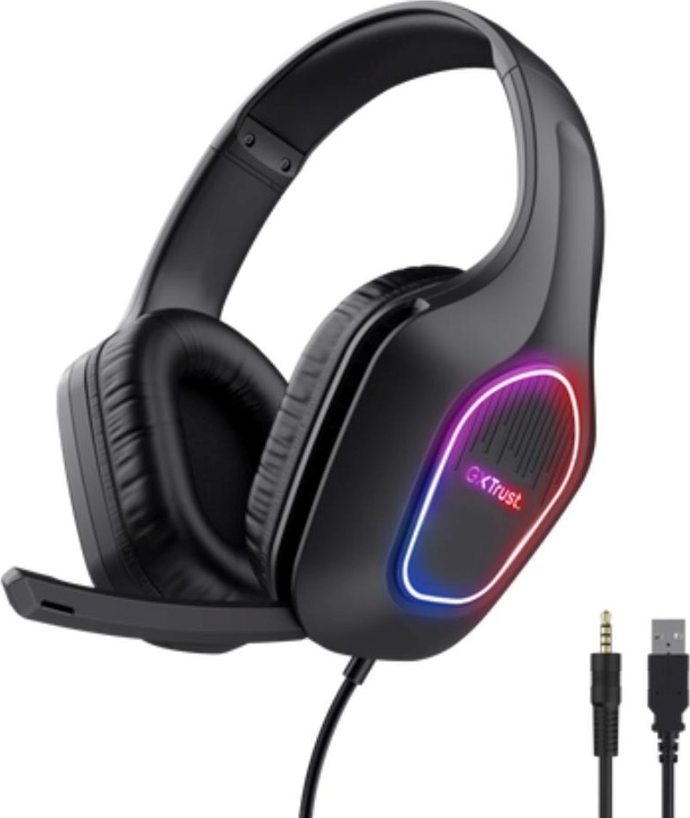 TRUST Herní sluchátka GXT 416 ZIROX, LED, USB, 3.5mm Jack, černá