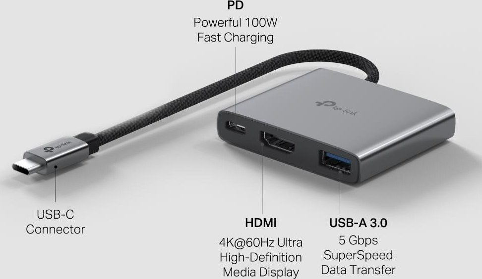 TP-Link UH3020C USB-C hub 3v1 (1xUSB3.2Gen1,1xUSB-C3.2Gen1, 1xHDMI, PD 100W)