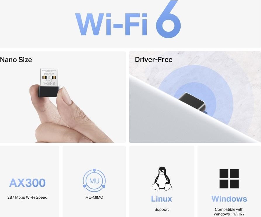 MERCUSYS MA14N WiFi6 USB nano adapter (AX300,2,4GHz,USB2.0)
