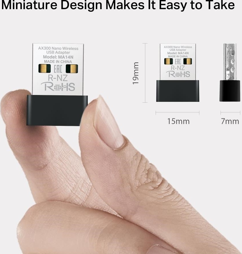 MERCUSYS MA14N WiFi6 USB nano adapter (AX300,2,4GHz,USB2.0)