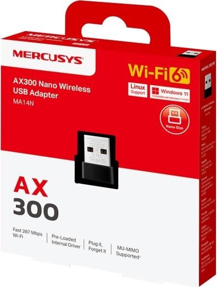 MERCUSYS MA14N WiFi6 USB nano adapter (AX300,2,4GHz,USB2.0)