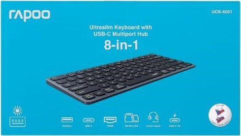 RAPOO Klávesnice UCK-6001 s 8v1 USB-C Hub, Drátová USB-C, CZ/SK, černá