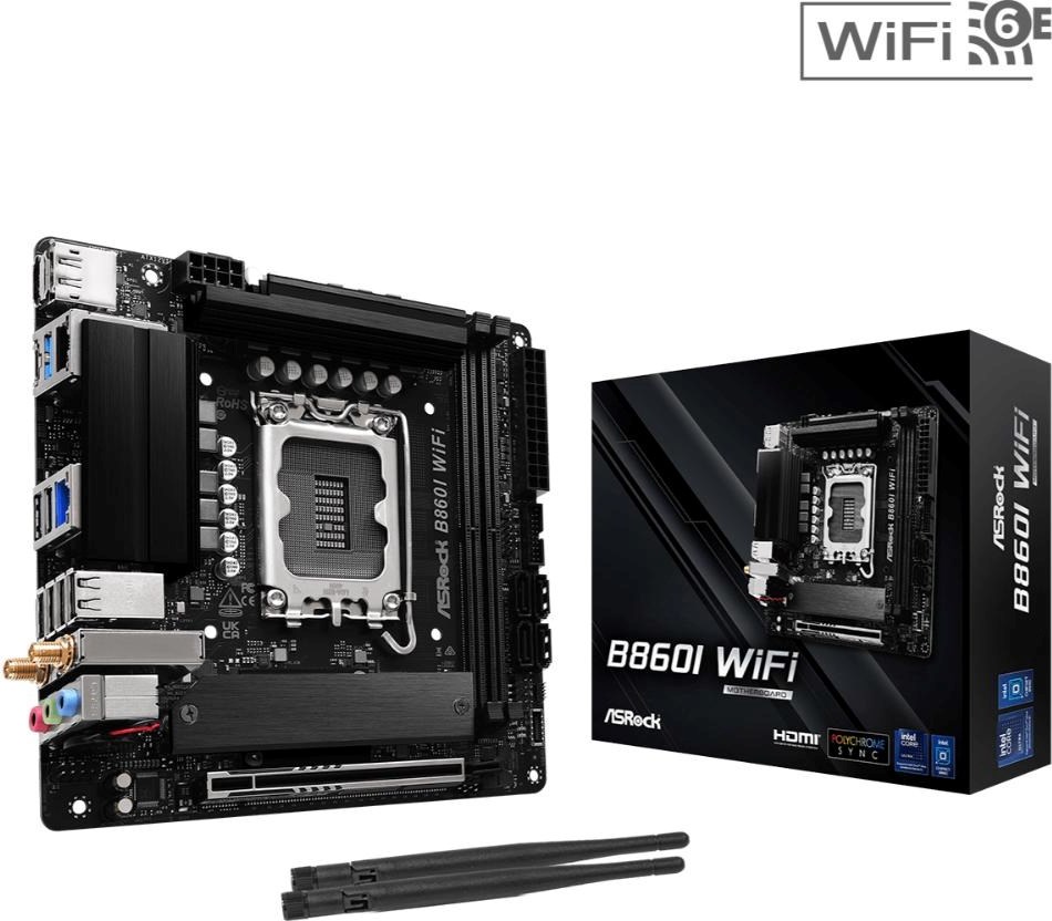 ASRock MB Sc LGA1851 B860I WiFi, Intel B860, 2xDDR5, 1xDP, 1xHDMI, WiFi, Mini-ITX