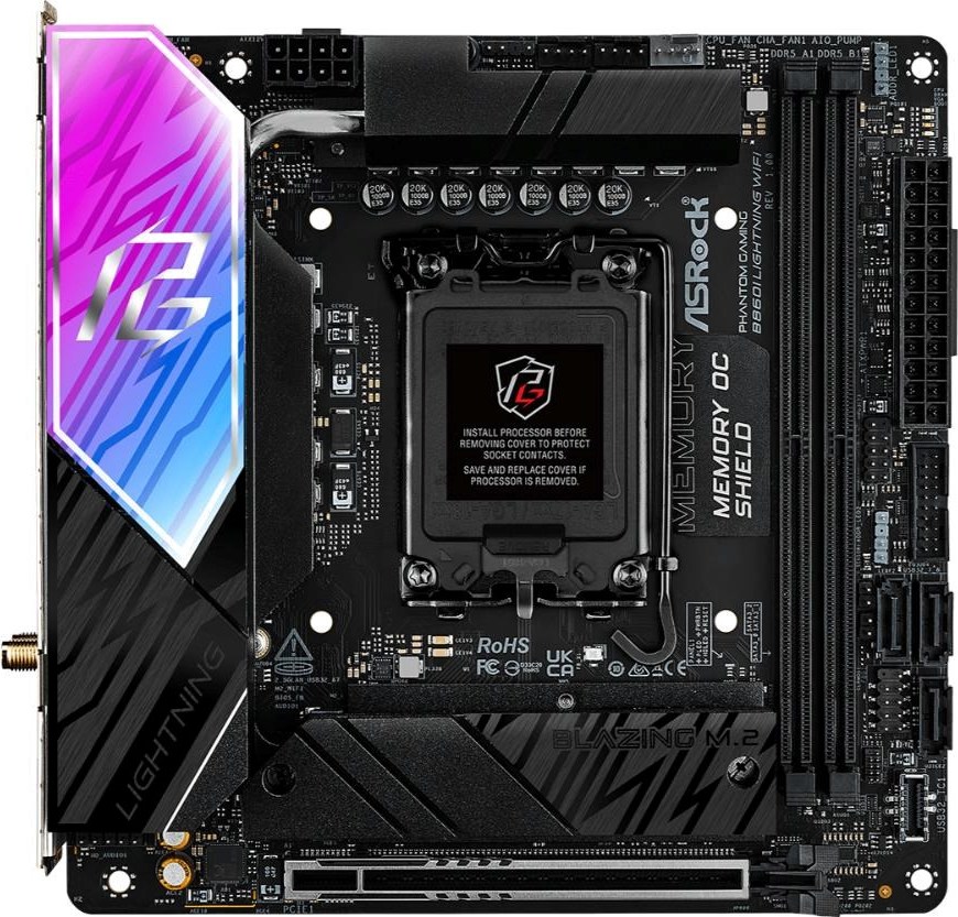 ASRock MB Sc LGA1851 B860I LIGHTNING WIFI, Intel B860, 2xDDR5, 1xThunderbolt, 1xHDMI, WiFi, Mini-ITX