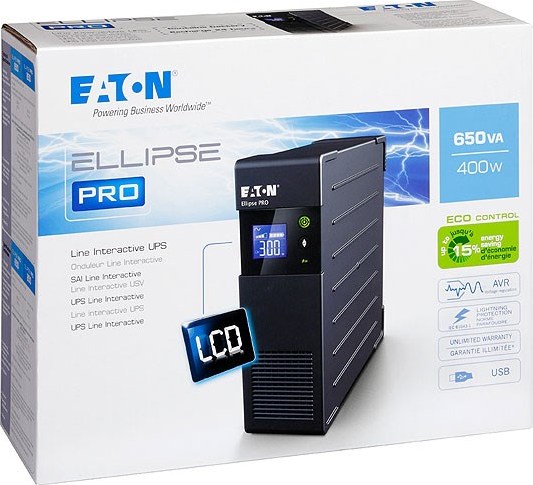 Eaton Ellipse PRO 650 IEC, UPS 650VA, 4 zásuvky IEC, LCD