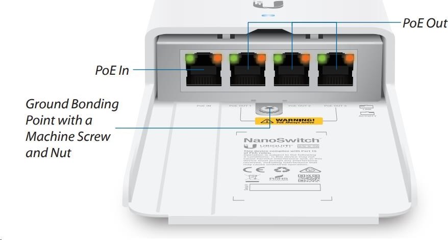 Ubiquiti UBNT NanoSwitch [4x Gigabit, pasívny PoE passthrough]