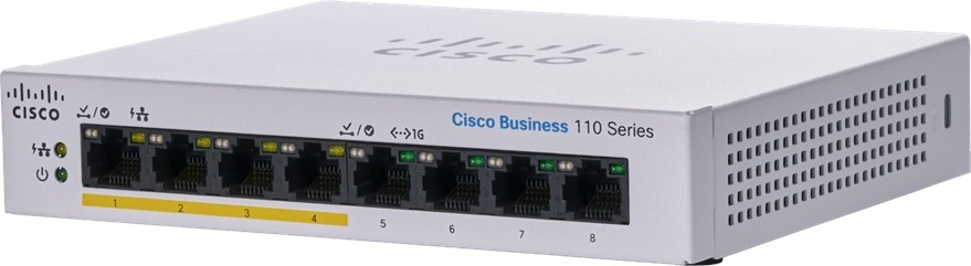 Cisco switch CBS110-8PP-D (8xGbE, 4xPoE+, 32W, fanless)