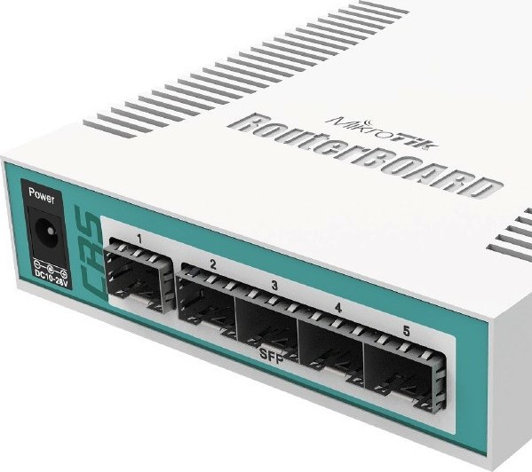 MikroTik Cloud Router Switch CRS106-1C-5S, 400MHz CPU, 128MB RAM,1xGLAN/SFP, 5xSFP slot, vrátane. Licencia L5