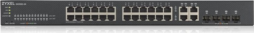 Zyxel GS1920-24V2 28-portový gigabitový WebManaged Switch, 24x gigabitový RJ45, 4x gigabitový RJ45/SFP, bez ventilátora