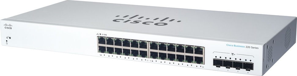 Cisco switch CBS220-24FP-4G (24xGbE,4xSFP,24xPoE+,382W)