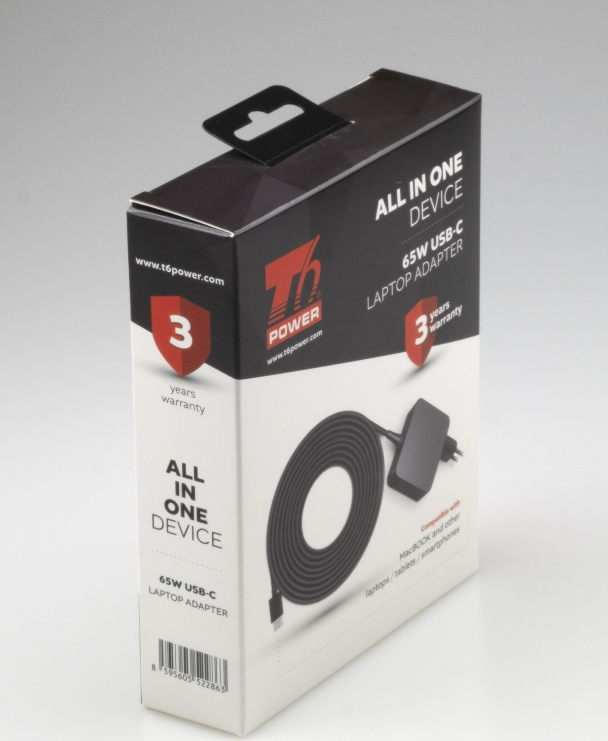 T6 Power univerzální adaptér k notebooku, 65W, USB-C