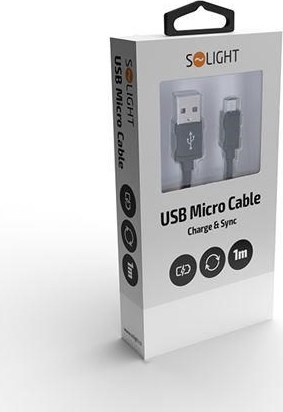 Solight USB kabel, USB 2.0 A konektor - USB B micro konektor, blistr, 1m