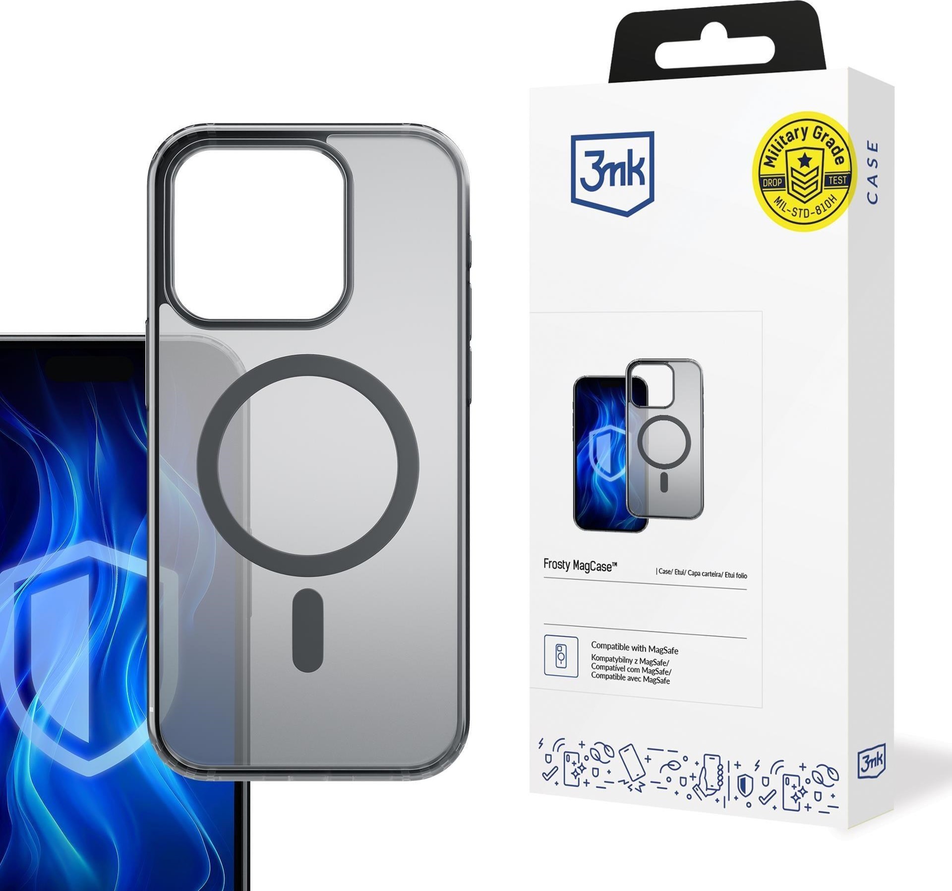 3mk ochranný kryt Frosty MagCase Black pro Apple iPhone 16E/ iPhone 17E