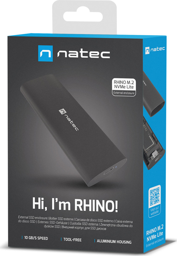 Externí box pro SSD Natec RHINO M.2 NVME LITE USB-C 3.1 GEN2, hliníkové tělo