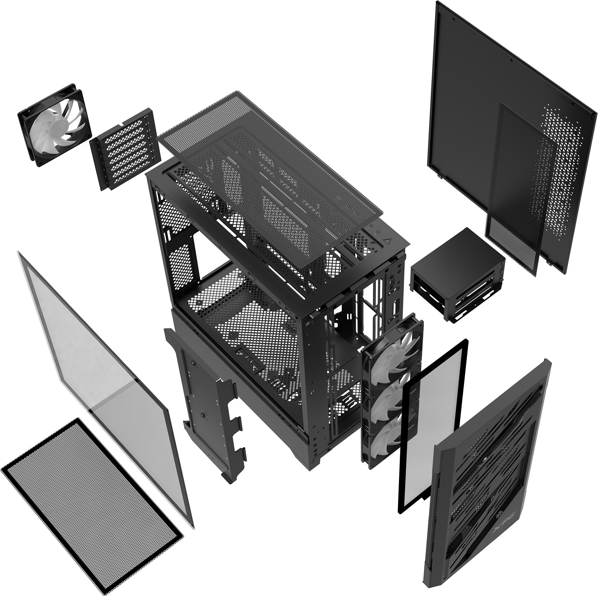 ADATA XPG case STARKER AIR BTF Mid-Tower, bez zdroje, 4x 120mm ARGB, Černá