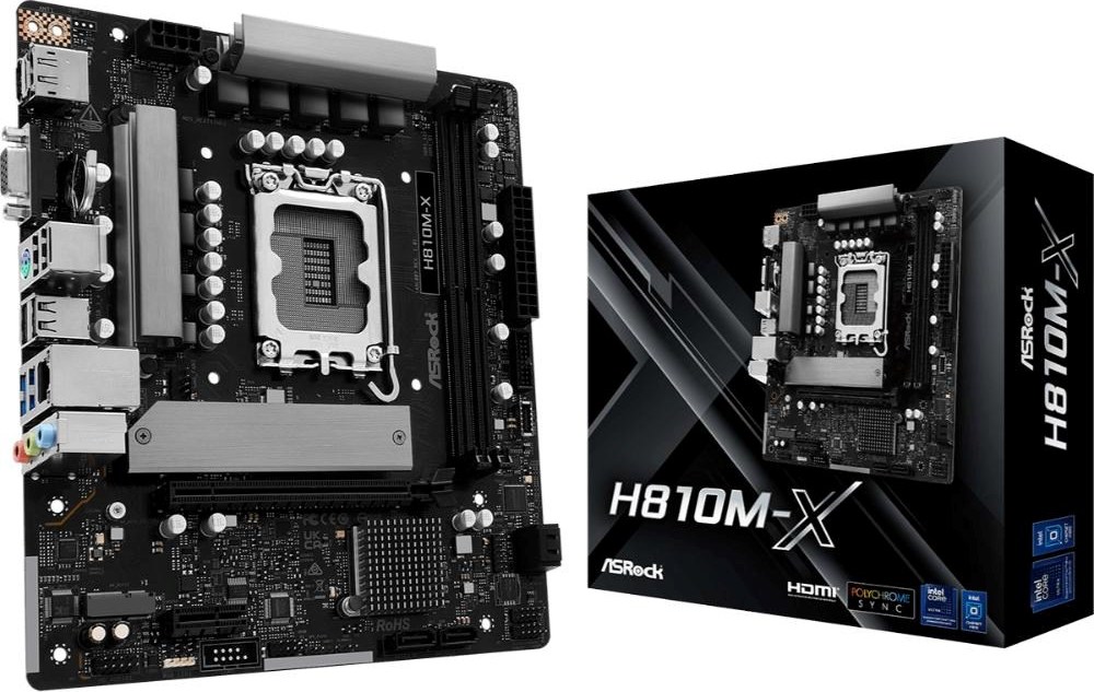 ASRock MB Sc LGA1851 H810M-X, Intel H810, 2xDDR5, 1xDP, 1xHDMI, 1xVGA, mATX