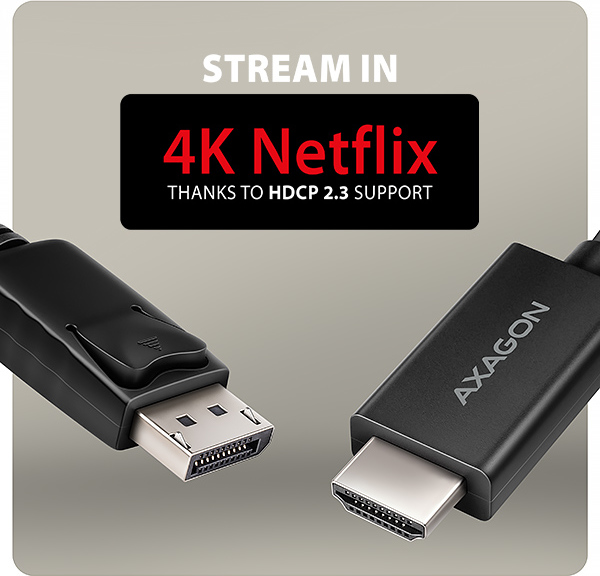 AXAGON RVD-HI20C2, DisplayPort -> HDMI 2.0b redukcia / kábel 1.8m, 4K/60Hz