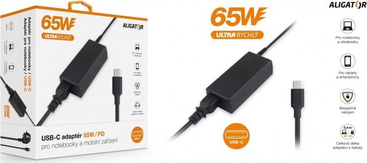 Aligator Power Delivery 65W USB-C adaptér