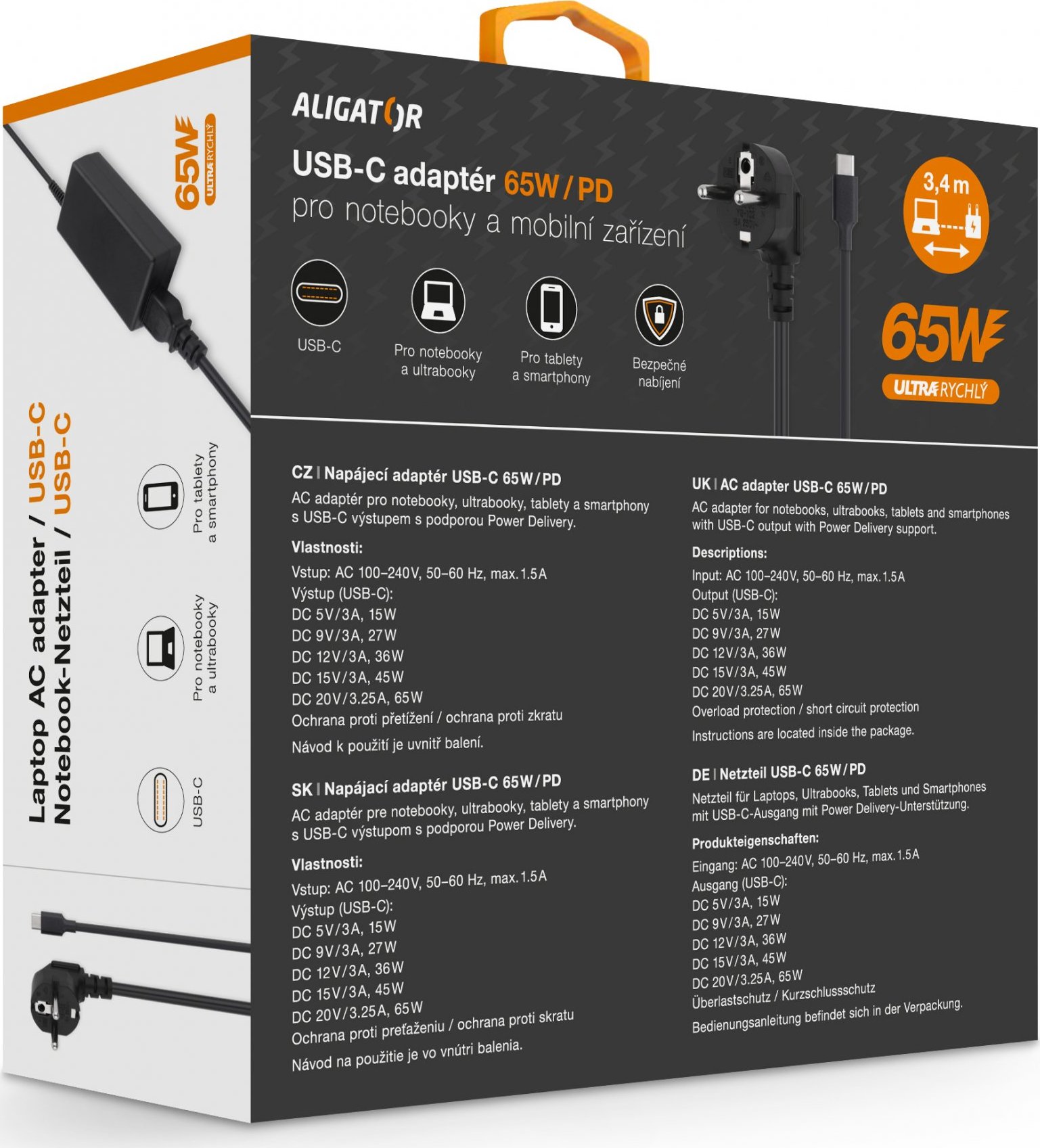 Aligator Power Delivery 65W USB-C adaptér