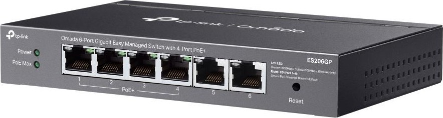 TP-Link OMADA switch ES206GP (6xGbE,4xPoE+,65W, fanless)