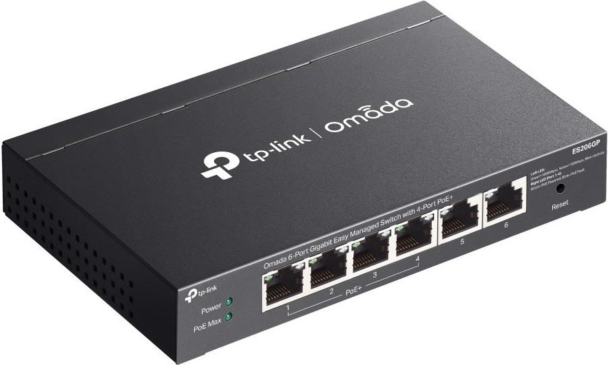 TP-Link OMADA switch ES206GP (6xGbE,4xPoE+,65W, fanless)