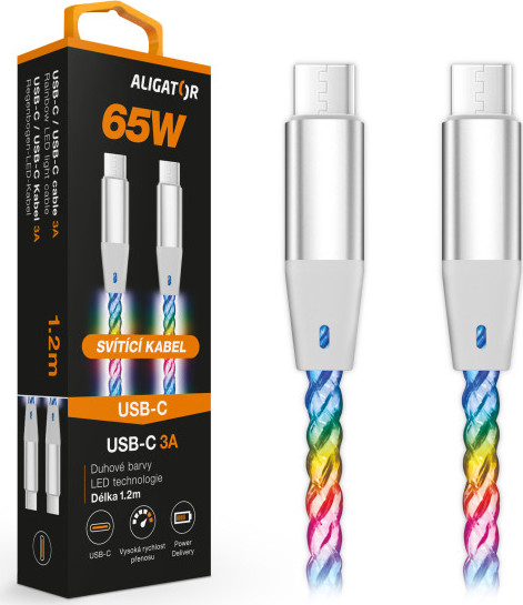 ALIGATOR Datový kabel LIGHT 3A, 65W USB-C/USB-C 1,2m